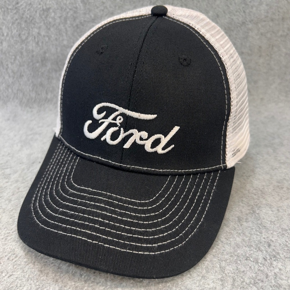 Ford Script Logo Mens Black Ford Trucker Hat Mesh Snapback Adjustable OSFM